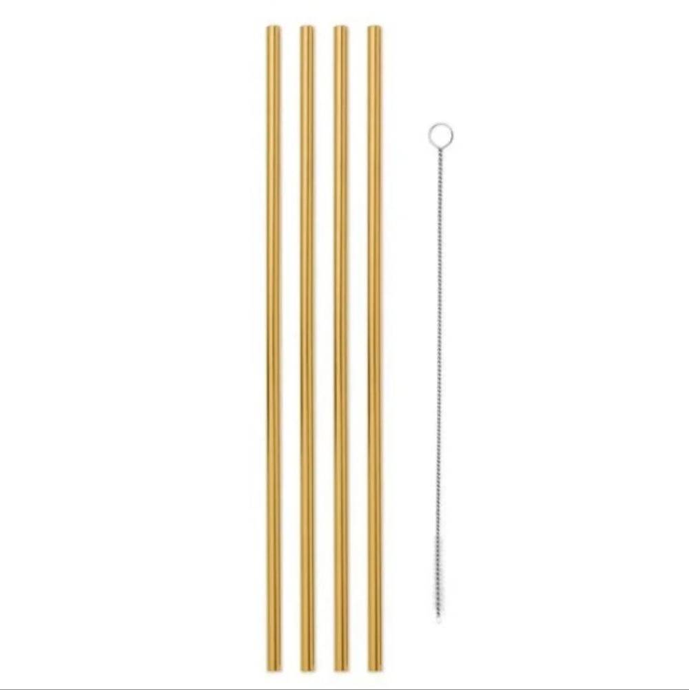 Porter 10in Metal Straws, Set of 4 with Cleaner